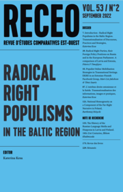 Couverture de l'ouvrage Radical Right Populisms in the Baltic Region